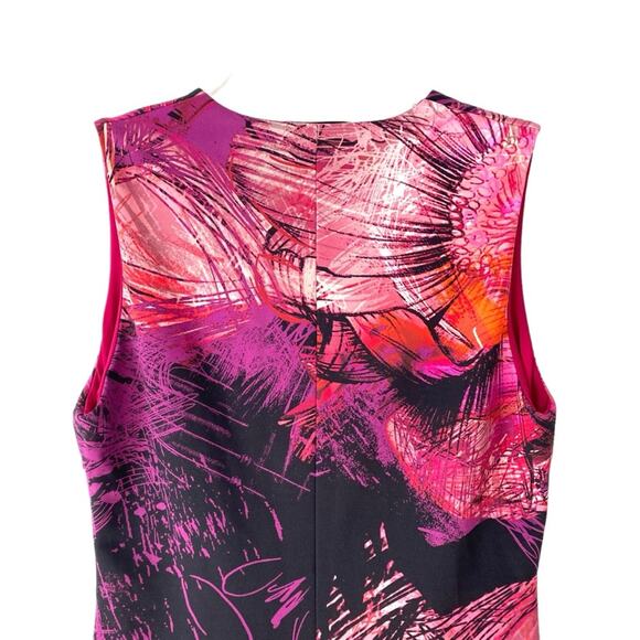 Fuzzi Pink Fuchsia V-Neck Abstract Floral Dress size small Sheath - Picture 6 of 7
